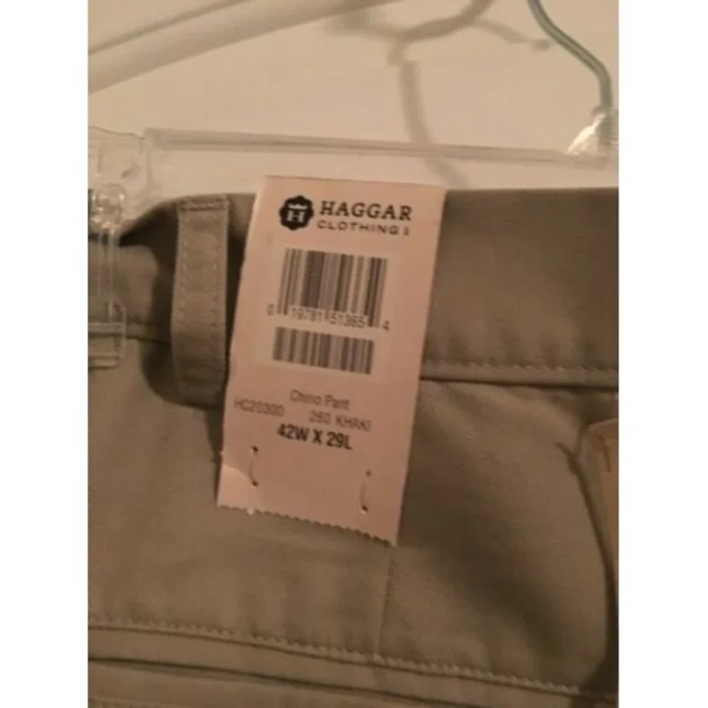 Haggar Men's Big & Tall Pants Khaki Tan Pockets Size 42x29